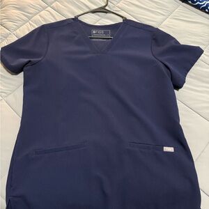 Figs Navy V-Neck Medical Scrub Top